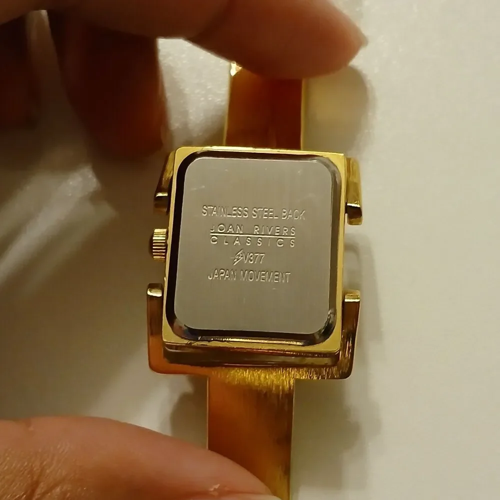 VTG 90s Joan Rivers Classics Gold Tone MOP Dial Quartz Bangle Women's Watch 19mm